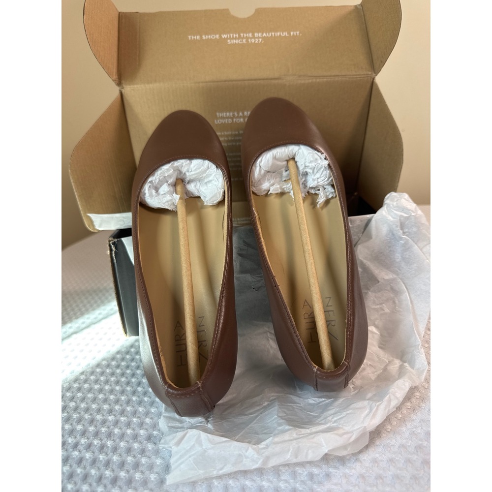 Naturalizer Ballet Flats Women 8.5N Maxwell Brown Leather NIB